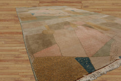 4x6 Hand Knotted Tibetan 100% Wool Michaelian & Kohlberg Modern & Contemporary Oriental Area Rug Beige, Mint Color