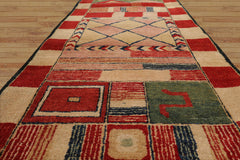 Runner Hand Knotted Tibetan 100% Wool Michaelian & Kohlberg Modern & Contemporary Oriental Area Rug Red, Green Color