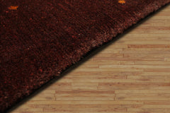 4x6 Hand Knotted Tibetan 100% Wool Michaelian & Kohlberg Contemporary Oriental Area Rug Chocolate, Orange Color