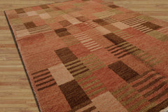 4x6 Hand Knotted Tibetan 100% Wool Michaelian & Kohlberg Modern & Contemporary Oriental Area Rug Rose, Beige Color