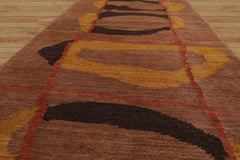 3'3 x11'3 Runner Hand Knotted Tibetan 100% Wool Swiss Wash Michaelian & Kohlberg Modern Oriental Area Rug Rust, Chocolate Color