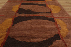 3'3 x11'3 Runner Hand Knotted Tibetan 100% Wool Swiss Wash Michaelian & Kohlberg Modern Oriental Area Rug Rust, Chocolate Color