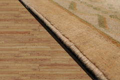 3'9 x 9' Runner Hand Knotted Tibetan 100% Wool Michaelian & Kohlberg Transitional Oriental Area Rug Beige, Sage Color