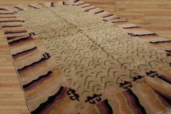 3'11 x 7' Hand Knotted Tibetan 100% Wool Michaelian & Kohlberg Modern & Contemporary Oriental Area Rug Beige, Sage Color