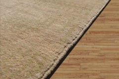 Runner Hand Knotted Tibetan 100% Wool Michaelian & Kohlberg Swiss Wash Modern Oriental Area Rug Beige, Moss Color
