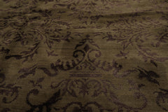 9x12 Mark Phillips Hand Knotted Tibetan 100% Wool Damask Contemporary Area Rug Moss, Graphite Color