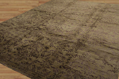 9x12 Mark Phillips Hand Knotted Tibetan 100% Wool Damask Contemporary Area Rug Moss, Graphite Color