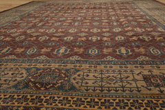 Palace Hand Knotted 100% Wool Peshawar Arts & Crafts Oriental Area Rug Chocolate, Moss Color