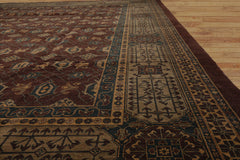 Palace Hand Knotted 100% Wool Peshawar Arts & Crafts Oriental Area Rug Chocolate, Moss Color