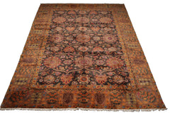 Palace Hand Knotted 100% Wool Traditional Oriental Area Rug Charcoal, Tan Color