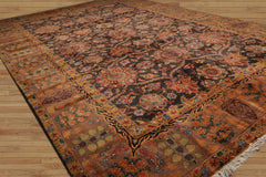 Palace Hand Knotted 100% Wool Traditional Oriental Area Rug Charcoal, Tan Color