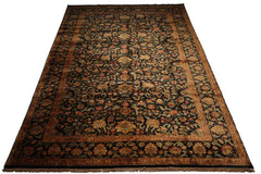 Palace Hand Knotted 100% Wool Agra Traditional Oriental Area Rug Charcoal,Sage Color
