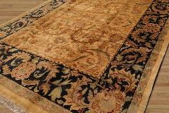 9x12 Hand Knotted 100% Wool Agra Traditional Oriental Area Rug Light Gold, Charcoal Color