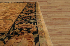 9x12 Hand Knotted 100% Wool Agra Traditional Oriental Area Rug Light Gold, Charcoal Color