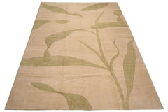 10x14 Hand Knotted Tibetan Wool and Silk Michaelian & Kohlberg Transitional Oriental Area Rug Beige, Sage Color