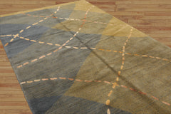 6x9 Hand Knotted Tibetan Wool and Silk Tufenkian Modern & Contemporary Oriental Area Rug Tone On Tone,Gray Color