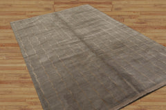 6x9 Hand Knotted Tibetan 100% Wool Tufenkian Modern & Contemporary Oriental Area Rug Tone On Tone,Gray Color