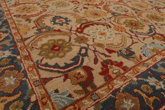 10 x 14 Beige Blue Rust Color Hand Tufted All-Over 100% Wool Traditional Oriental Rug