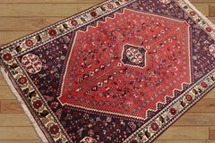 4x6 Hand Knotted 100% Wool Abadeh Traditional 200 KPSI Oriental Area Rug Coral, Indigo Color