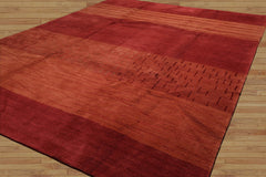 9x12 Hand Knotted Tibetan Wool and Silk Michaelian & Kohlberg Modern & Contemporary Oriental Area Rug Raspberry, Peach Color