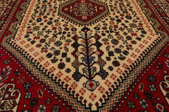 3x5 Hand Knotted 100% Wool Abadeh Traditional Oriental Area Rug Ivory, Red Color