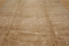 9x12 Hand Knotted Tibetan Wool and Silk Michaelian & Kohlberg Transitional Oriental Area Rug Beige, Brown Color