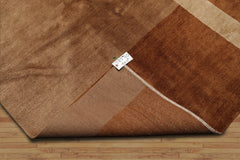 9x12 Hand Knotted Tibetan Wool and Silk Michaelian & Kohlberg Modern & Contemporary Oriental Area Rug Beige, Brown Color