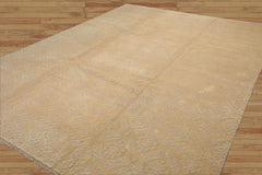 9x12 Hand Knotted Tibetan Wool and Silk Modern & Contemporary Oriental Area Rug Gray, Light Gold Color