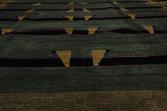 9x12 Hand Knotted Tibetan 100% Wool Michaelian & Kohlberg Traditional Oriental Area Rug Celadon, Moss Color