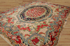 10x14 Hand Knotted Caucasian 100% Wool Caucasian Traditional Oriental Area Rug Beige, Navy Color