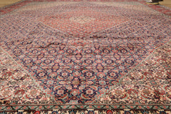 10x14 Hand Knotted 100% Wool Bidjar Traditional 300 KPSI Oriental Area Rug Midnight Blue, Coral Color