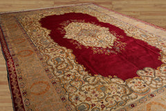 Palace Hand Knotted 100% Wool Tabriz Traditional 300 KPSI Oriental Area Rug Burgundy, Beige Color