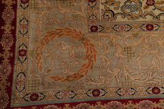 Palace Hand Knotted 100% Wool Tabriz Traditional 300 KPSI Oriental Area Rug Burgundy, Beige Color
