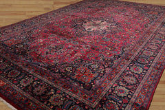 Palace Hand Knotted 100% Wool Mashad Traditional 200 KPSI Oriental Area Rug Burgundy, Plum Color