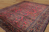 10x14 Hand Knotted 100% Wool Sarouk Traditional Oriental Area Rug Pink, Navy Color