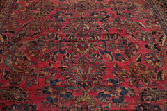 10x14 Hand Knotted 100% Wool Sarouk Traditional Oriental Area Rug Pink, Navy Color