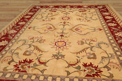 Palace Hand Knotted 100% Wool Agra Arts & Crafts Oriental Area Rug Light Gold, Rusty Red Color
