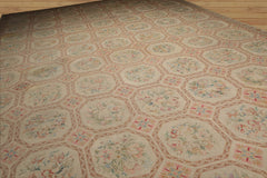 Palace Hand Knotted Flat Weave 100% Wool French Aubusson Traditional Oriental Area Rug Beige, Rose Color