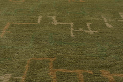 Runner Hand Knotted Tibetan 100% Wool Michaelian & Kohlberg Traditional Oriental Area Rug Lime, Light Gold Color