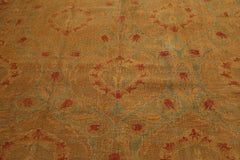 10x14 Hand Knotted Oushak 100% Wool Traditional Oriental Area Rug Gold, Rust Color