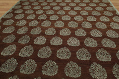 10x14 Hand Knotted Tibetan 100% Wool Michaelian & Kohlberg Transitional Oriental Area Rug Brown, Aqua Color