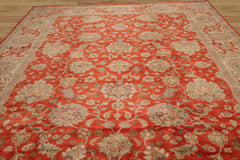 9x12 Hand Knotted 100% Wool Peshawar Traditional Oriental Area Rug Coral, Beige Color