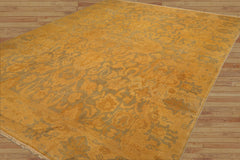 9x12 Hand Knotted Turkish Oushak 100% Wool Arts & Crafts Oriental Area Rug Moss, Gold Color