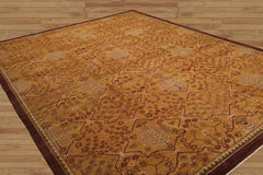 9x12 Hand Knotted Tibetan 100% Wool Michaelian & Kohlberg Transitional Oriental Area Rug Gold, Brown Color