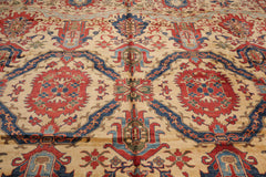 Palace Hand Knotted 100% Wool Kazakh Traditional Oriental Area Rug Beige, Coral Color