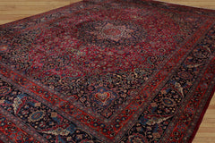 Palace Hand Knotted 100% Wool Tabriz Traditional Oriental Area Rug Burgundy, Midnight Blue Color