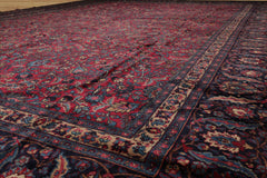 Palace Hand Knotted 100% Wool Mashad Traditional Oriental Area Rug Burgundy, Midnight Blue Color