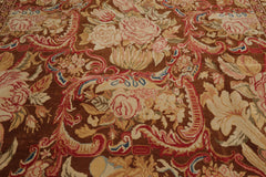 9x12 Brown, Beige Hand Knotted Oushak Wool and Silk Turkish Oushak Arts & Crafts Oriental Area Rug