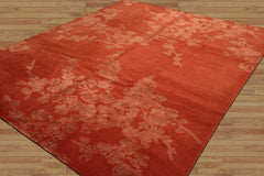 8x10 Burnt Orange, Muted Earth Tones Hand Knotted Tibetan 100% Wool Tibetan Transitional Oriental Area Rug