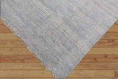Multi Size Ivory,Blue Hand Knotted Wool and Silk Modern & Contemporary Oriental Area Rug